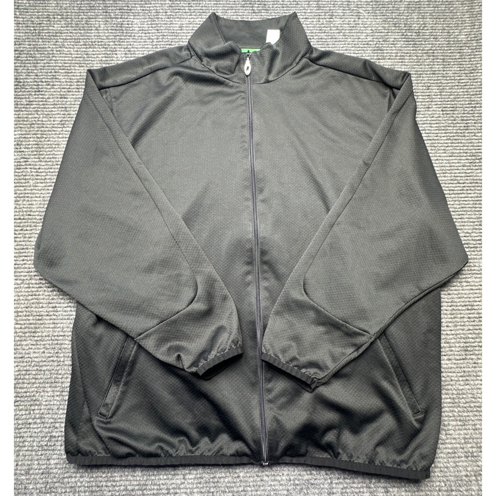Prince Track Jacket Men XL Black Full Zip Textured Mock Neck